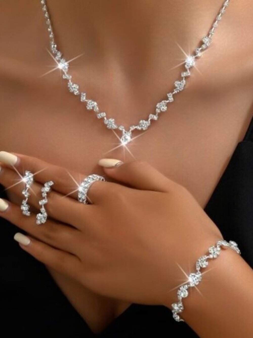 Silver Zirconia Necklace, Bracelet & Ring Set